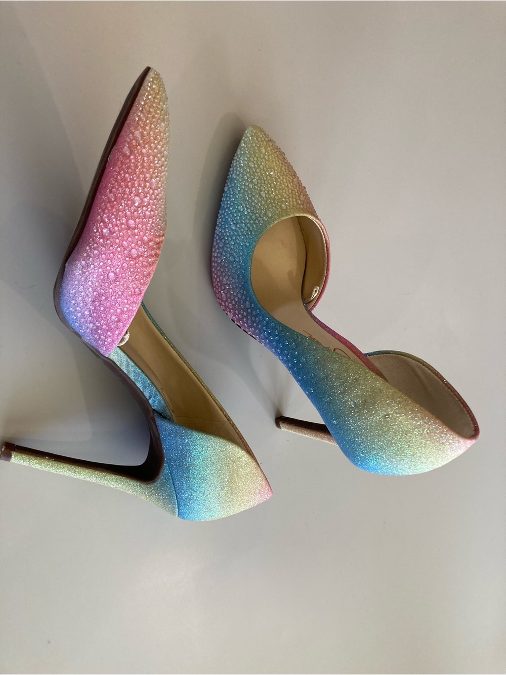 Jessica Simpson Multicolor Pastel Ombre Crystal Pointed-Toe Heels - Picture 3 of 8